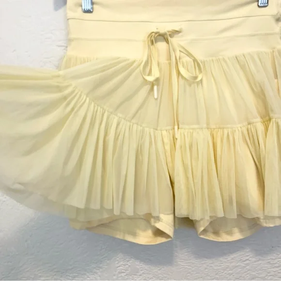 POPFLEX Skort Ruffle Mesh Butter Yellow Fairy Ballet Y2K XL - Picture 5 of 7